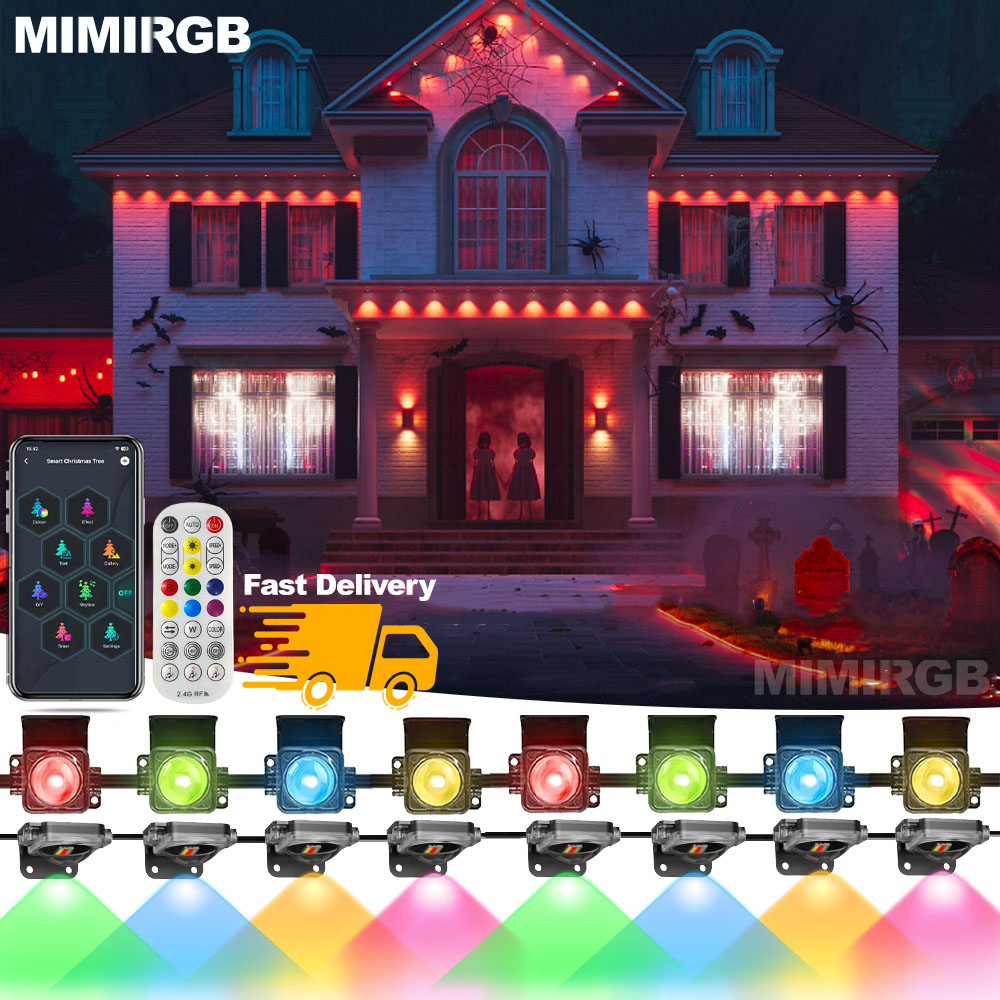 Home Decor App - 45M 90LED 永久屋外ライト ハロウィン軒下ライト リモートAPP制御付き Alexa