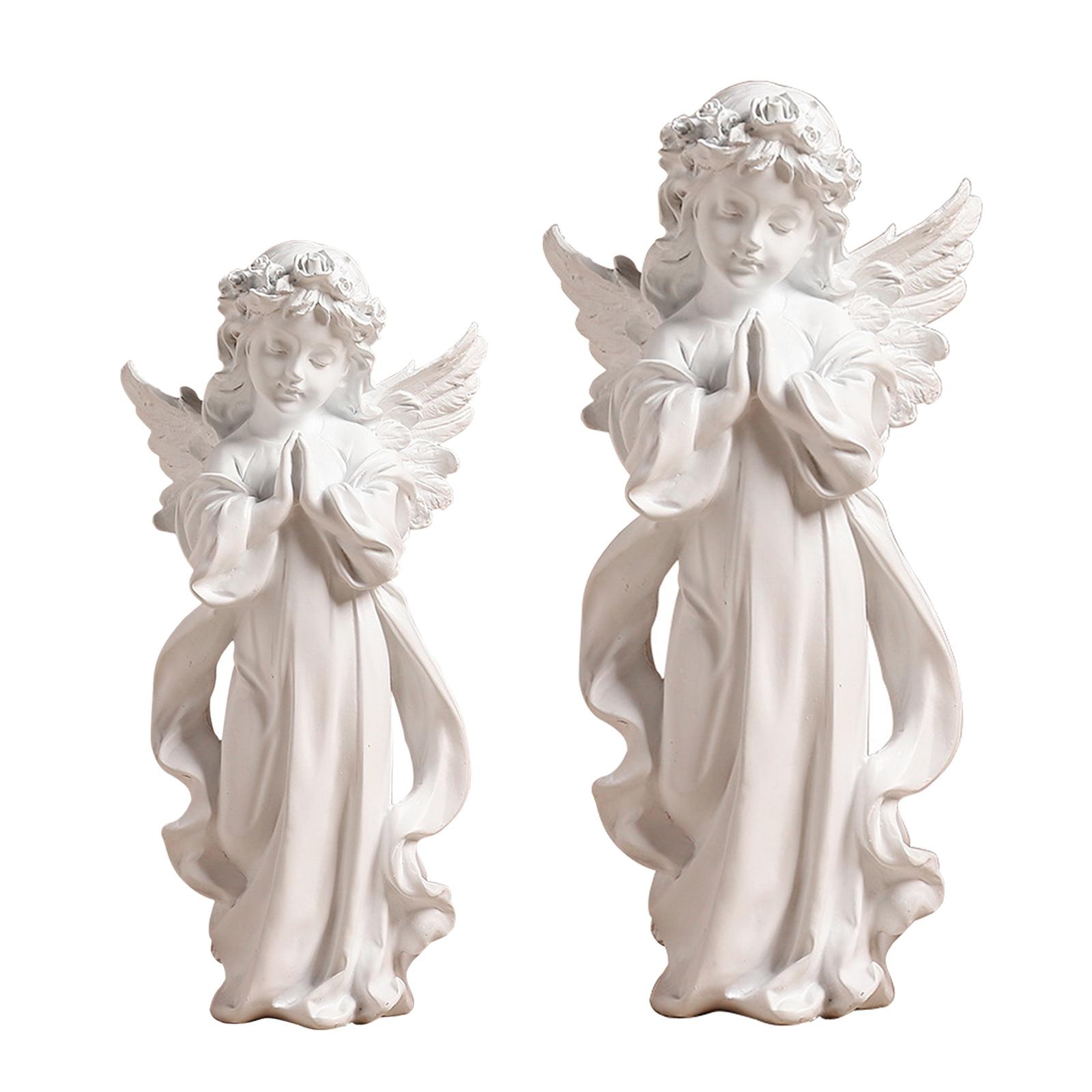 Home Decor Modern Organic - かわいい樹脂祈り天使の置物ヨーロッパスタイルの妖精の祈り天使の棚彫刻デスクトップ装飾彫刻工芸品