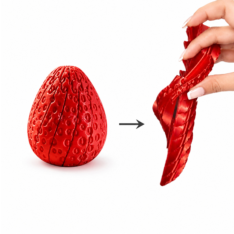 Home Decor Modern Organic - ツイストストロベリーエッグ 3Dプリント製ツイストストロベリーフィジェット回転パズルおもちゃエッグ ストレス解消 ホームデコレーション イースターギフト