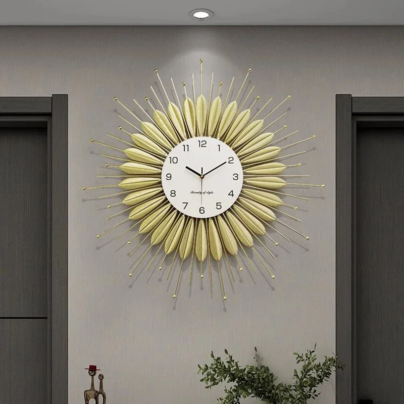 Home Decor Modern Organic - 北欧リビングルーム壁時計装飾寝室メタル高級壁時計サイレントシンプルデザインホームデコレーションリロイパレッドLLWC