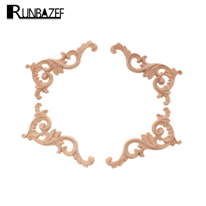 Home Decor Modern Organic - Runbazefリアルウッドコーナー花刻まれた個の家具装飾アクセサリー家の装飾ミニチュアminiaturas装飾品