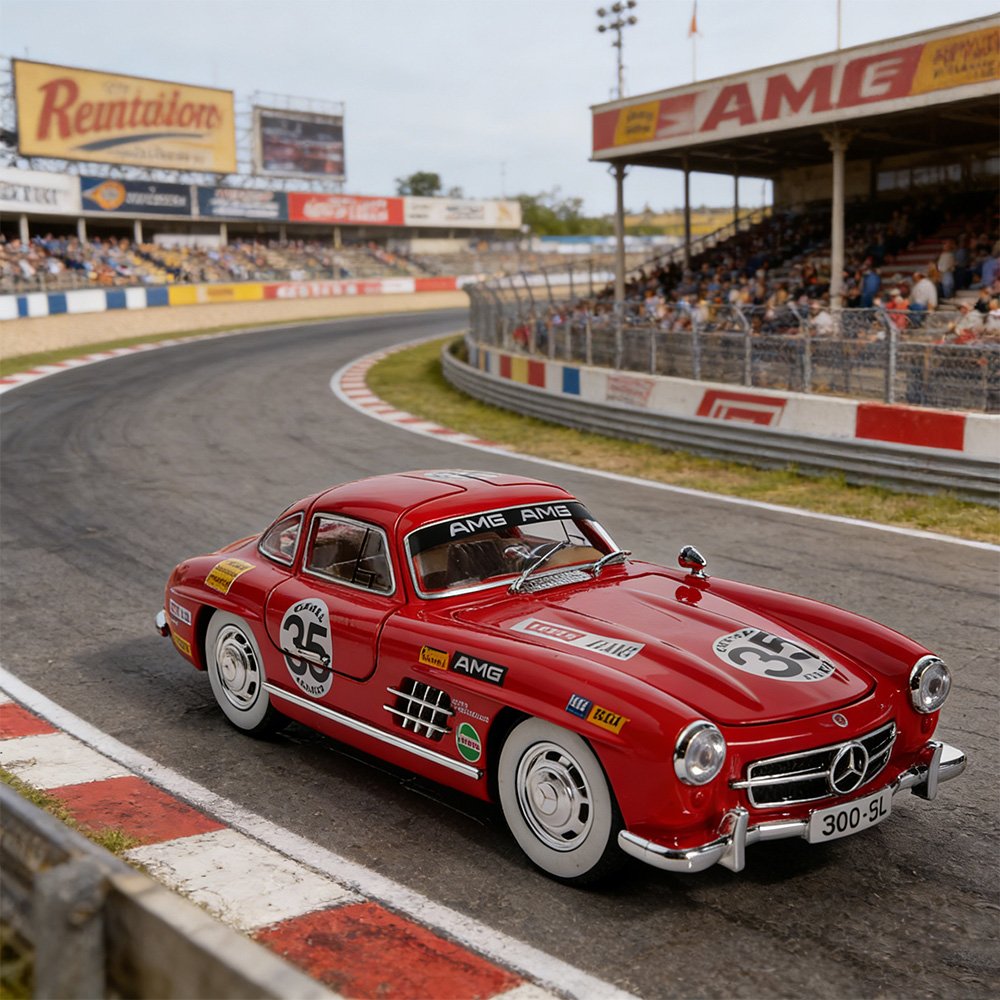 Home Decor Gift - 合金ダイキャストモデルカー 300SL、1/22プルバックおもちゃレーシングカー、ガルウィングドア、コレクタブルホームデコレーション、男の子のお気に入りのギフト