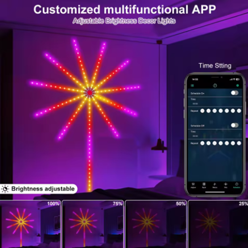 Home Decor App - 新しい DC5V USB RGBIC 花火ネオン LED