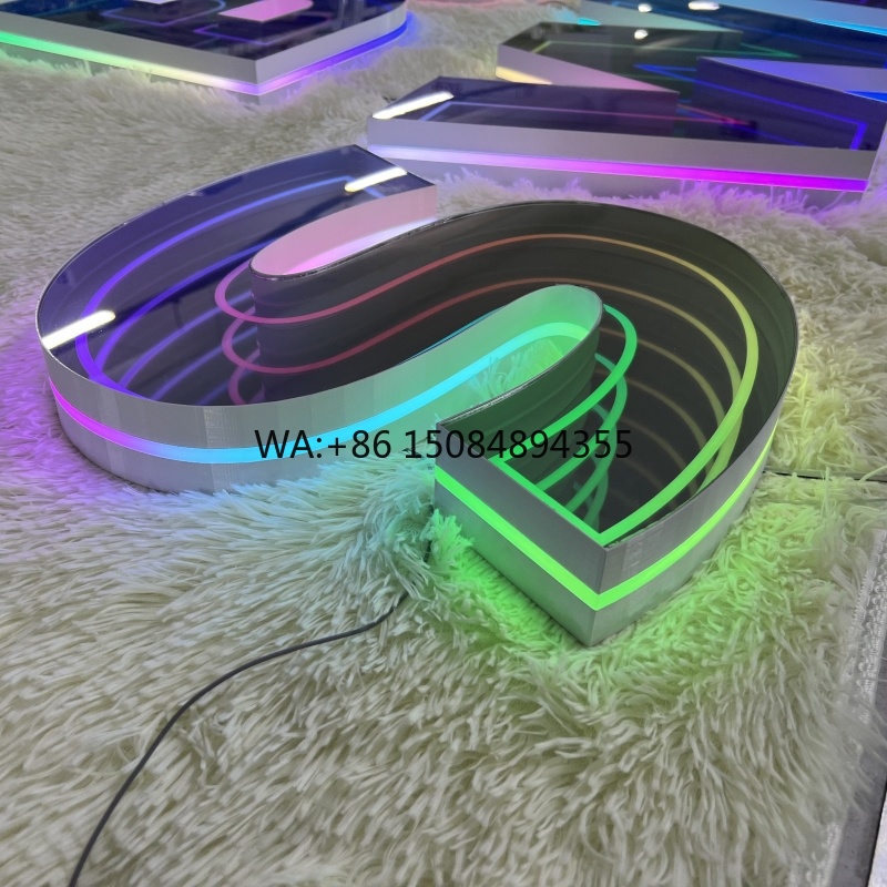 Neon Sign Led Custom - ネオン3DカスタムRGBエフェクトパネルLED無限鏡文字マジックライトイリュージョン トンネルサイン（オフィス・小売店用）