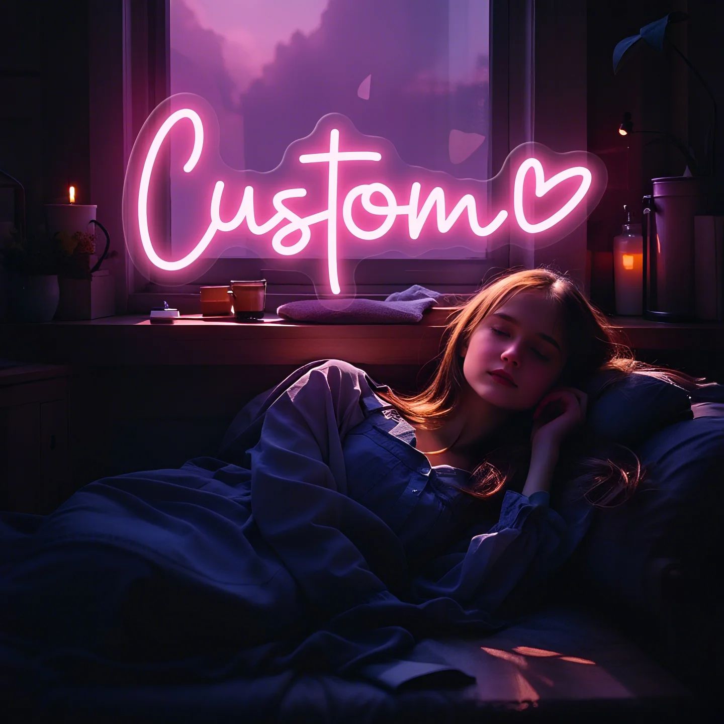 Neon Sign Led Custom - カスタムLEDネオンサイン ハート USB電源 パーソナライズネームサイン 簡単設置 ウォールデコ