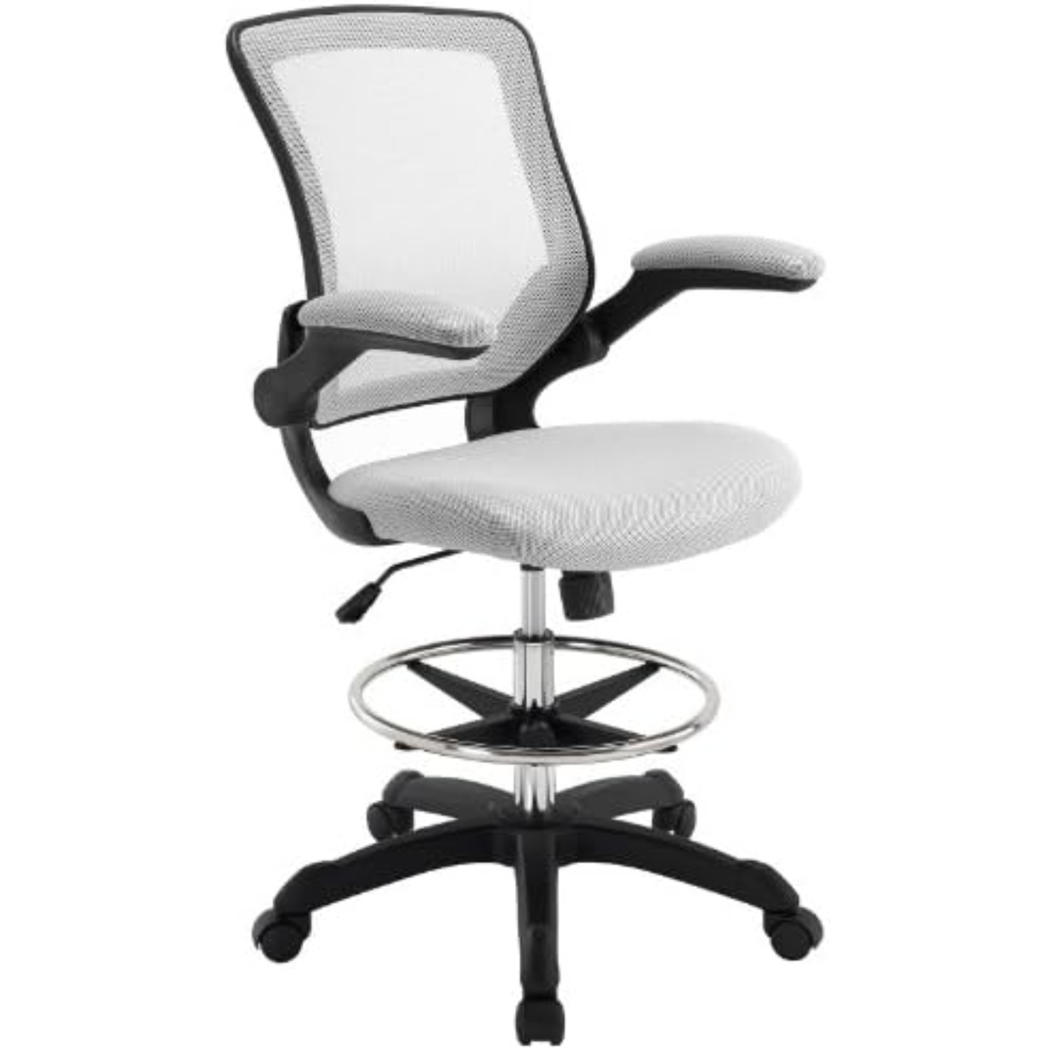 H&M Home Decor - MO-EEI-1423-GRY Veer-受付デスク用フリップアップアーム付き製図用チェア、長さ22.5インチ x 幅25.5インチ x 高さ41.5-50インチ、グレー