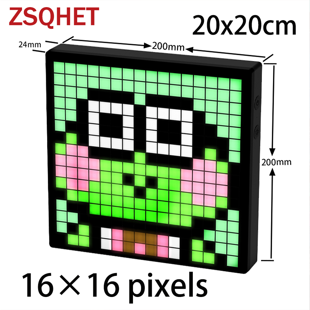 Home Decor App - ZSQHET LEDピクセルアートディスプレイスクリーン 32x32 LEDデジタル時計 ナイトライト付き APP制御