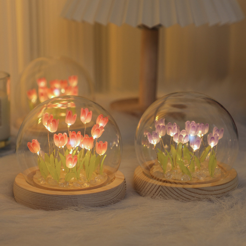 Home Decor Tulip - 手作りのチューリップの夜の光,創造的なオフィスの雰囲気の装飾,DIYバッグ,バレンタインデーのギフト,中国語