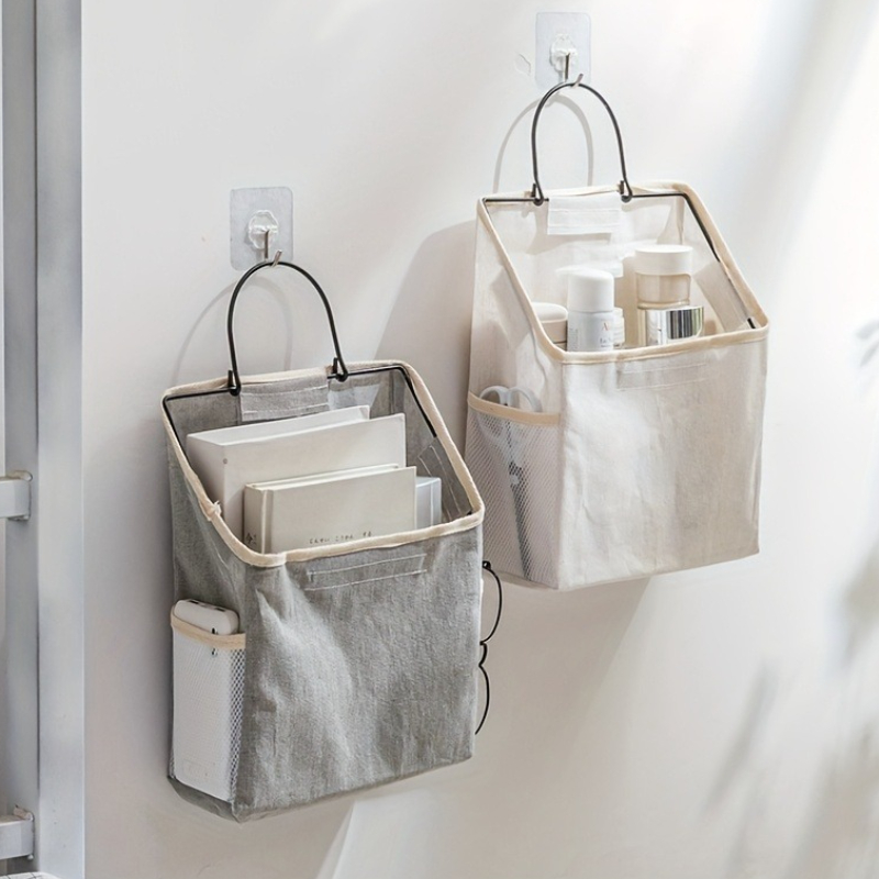 Woven Wall Basket - 壁掛け収納バッグ デスクトップオーガナイザーバスケット キッチン、寝室、リビングルーム用の吊り下げオーガナイザー