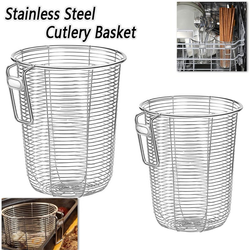Woven Wall Basket - キッチン箸ホルダーオーガナイザー壁掛けステンレス鋼食器水切りフォークスプーン箸食器洗い機バスケット