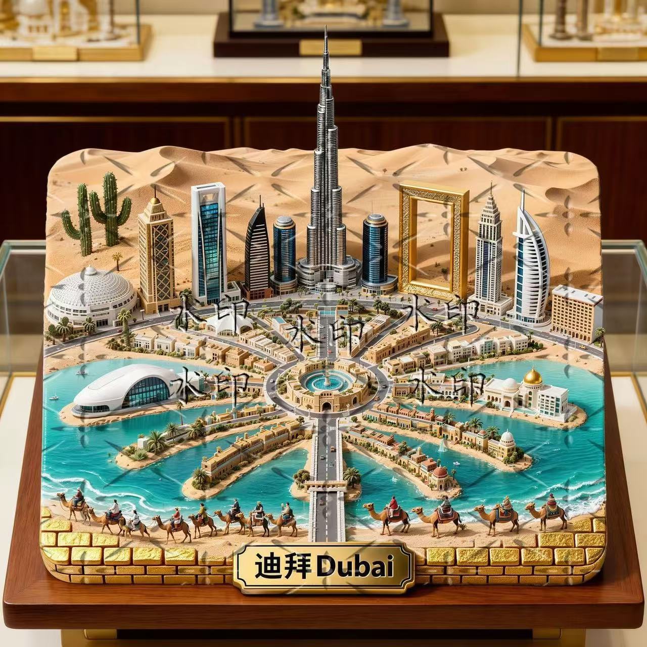 Home Decor Dubai - ドバイメタルエンボス加工冷蔵庫マグネット高級感あふれるクリエイティブなランドマークお土産家の装飾ギフト