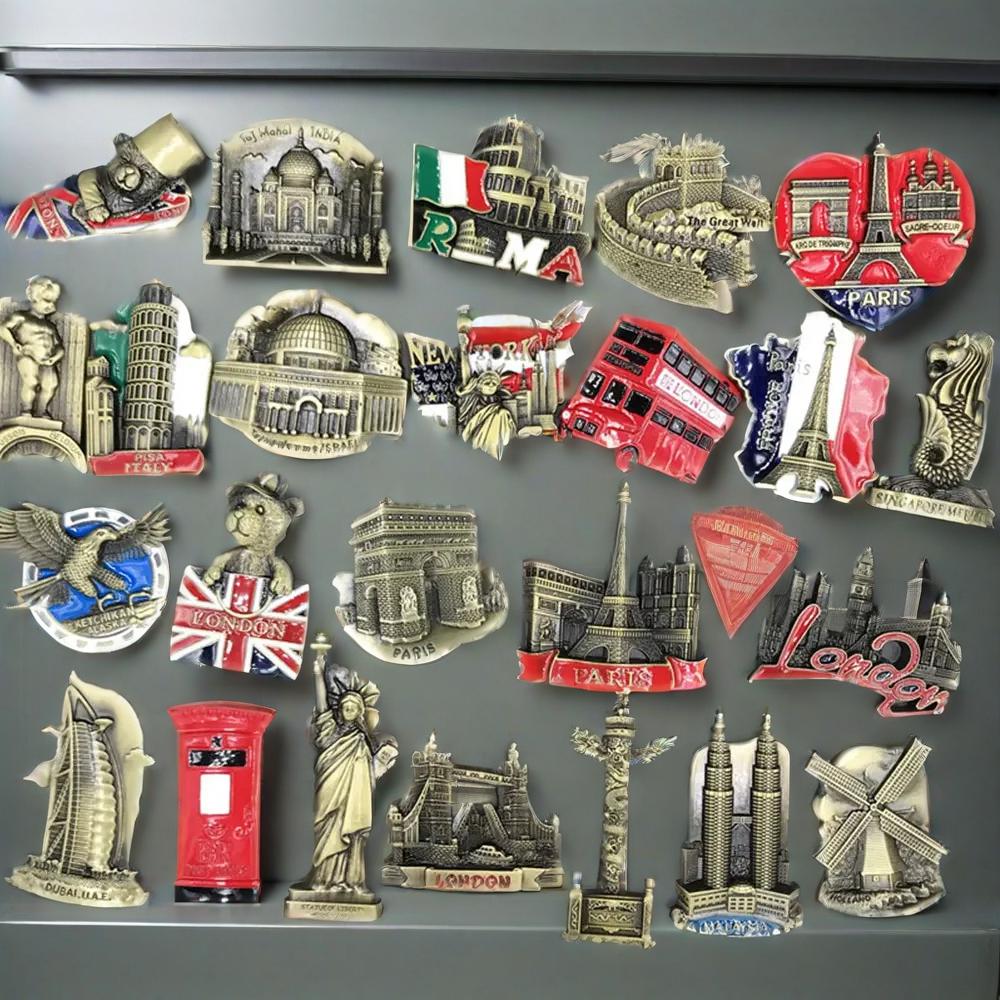 Home Decor Dubai - 金属冷蔵庫マグネット冷蔵庫米国アラスカニューヨークパリイタリアロンドン郵便局英国ドバイベルギーイスラエルステレオ家の装飾