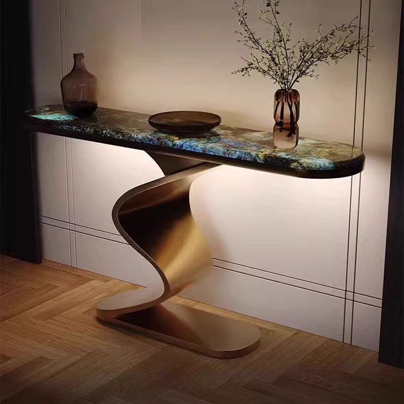 Home Decor Dubai - オーバルドバイ高級サイドテーブル装飾メタルかわいいコンソールサロンサイドテーブルミッドセンチュリーモダンBeistelltisch家具家庭用