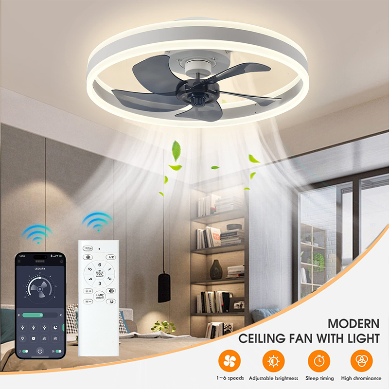 Home Decor App - LED シーリングライトファン APP リモコン付きミュートファンライト DC85-220V リビングルーム寝室家の装飾ホーム照明器具