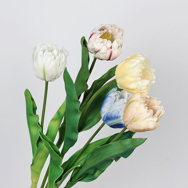 Home Decor Tulip - 61CMの人工オウムとチューリップの造花、ウェディングの花嫁の手持ち花、家の花飾り、写真撮影の小道具