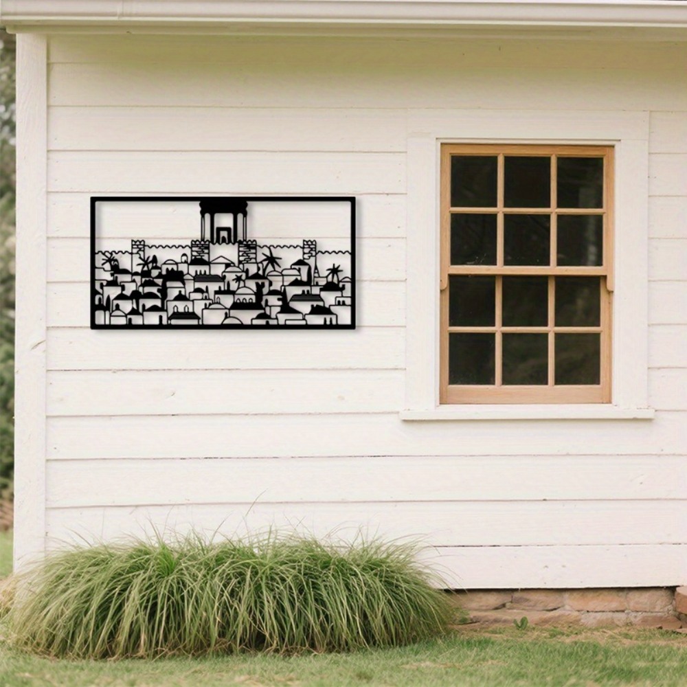 Home Decor Gift - CIFBUY 金属製ウォールアート エルサレム壁画像 ユダヤ文化装飾 錆びにくい鉄工芸品 ホームハンギングオーナメント