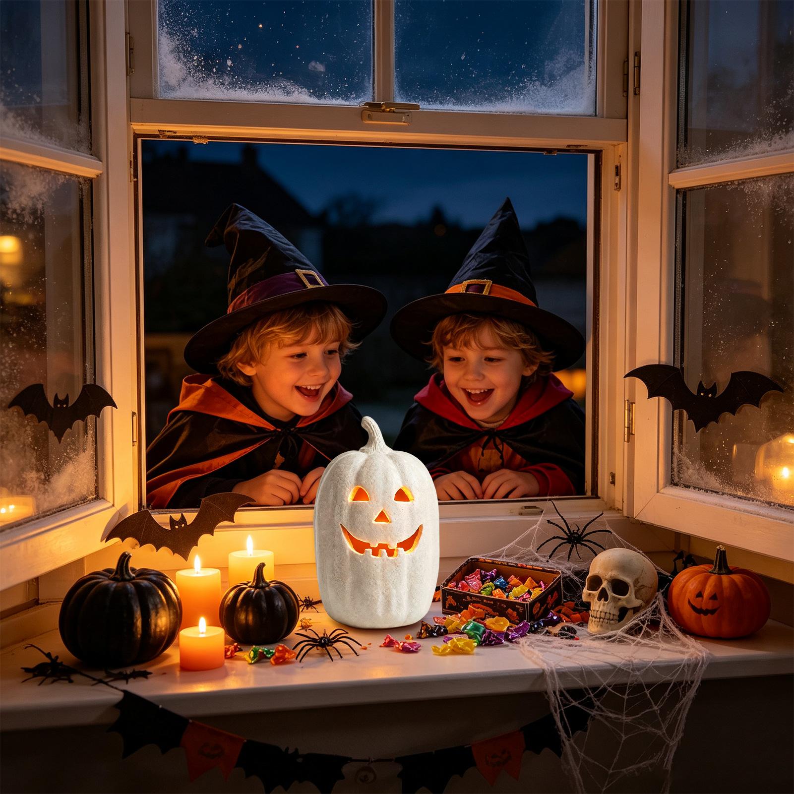 Home Decor Resin - ハロウィン パンプキンデコレーション 樹脂製パンプキン 手作りランタン飾り ハロウィンホームデコレーション 室内卓上センターピース