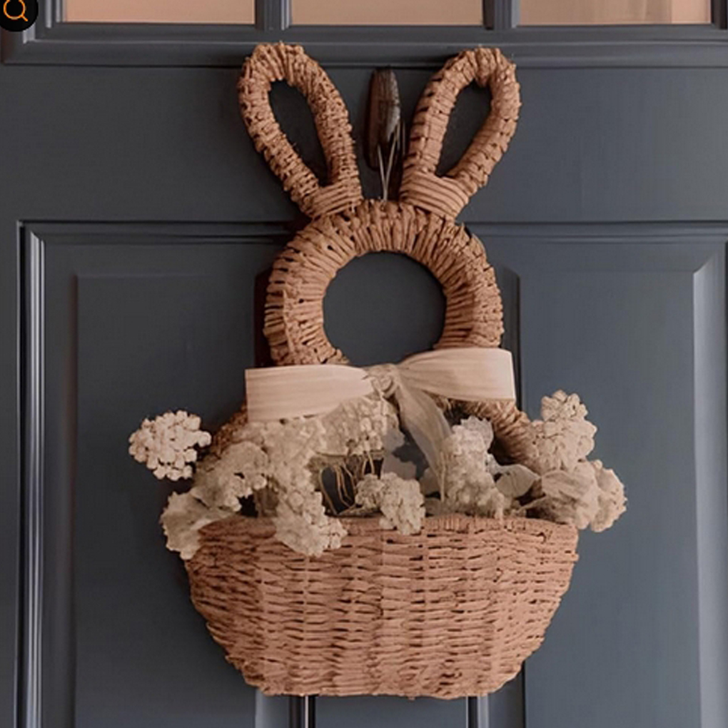 手編み柳製イースターバニーバスケット ウォールポケット イー - Woven Wall Basket のレビューと価格