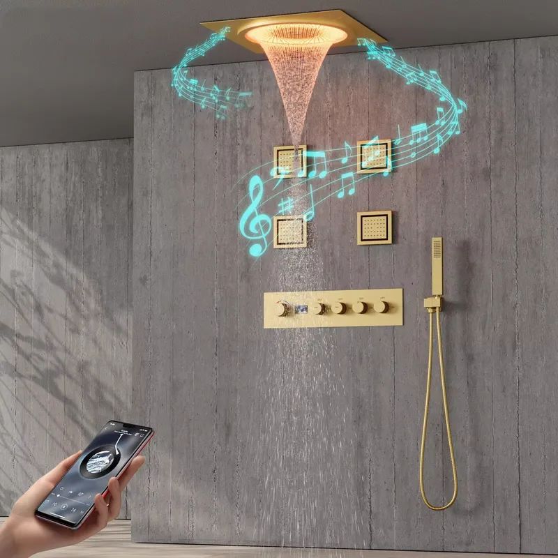 スマートLEDシャワーセット 浴室音楽内蔵レインフォールシス - Home Decor Gift のレビューと価格