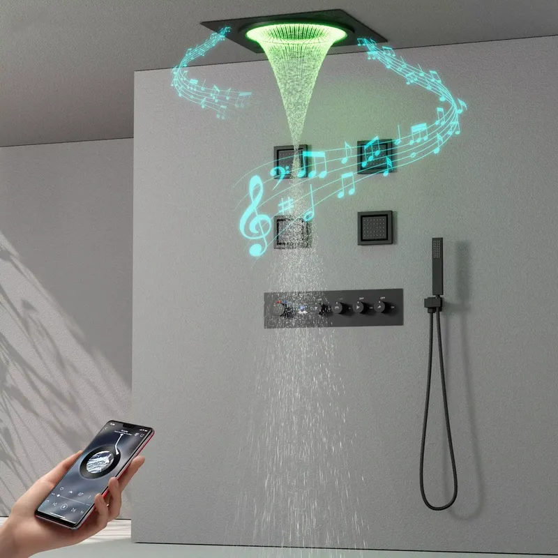 スマートLEDシャワーセット 浴室音楽内蔵レインフォールシス - Home Decor Gift のレビューと価格