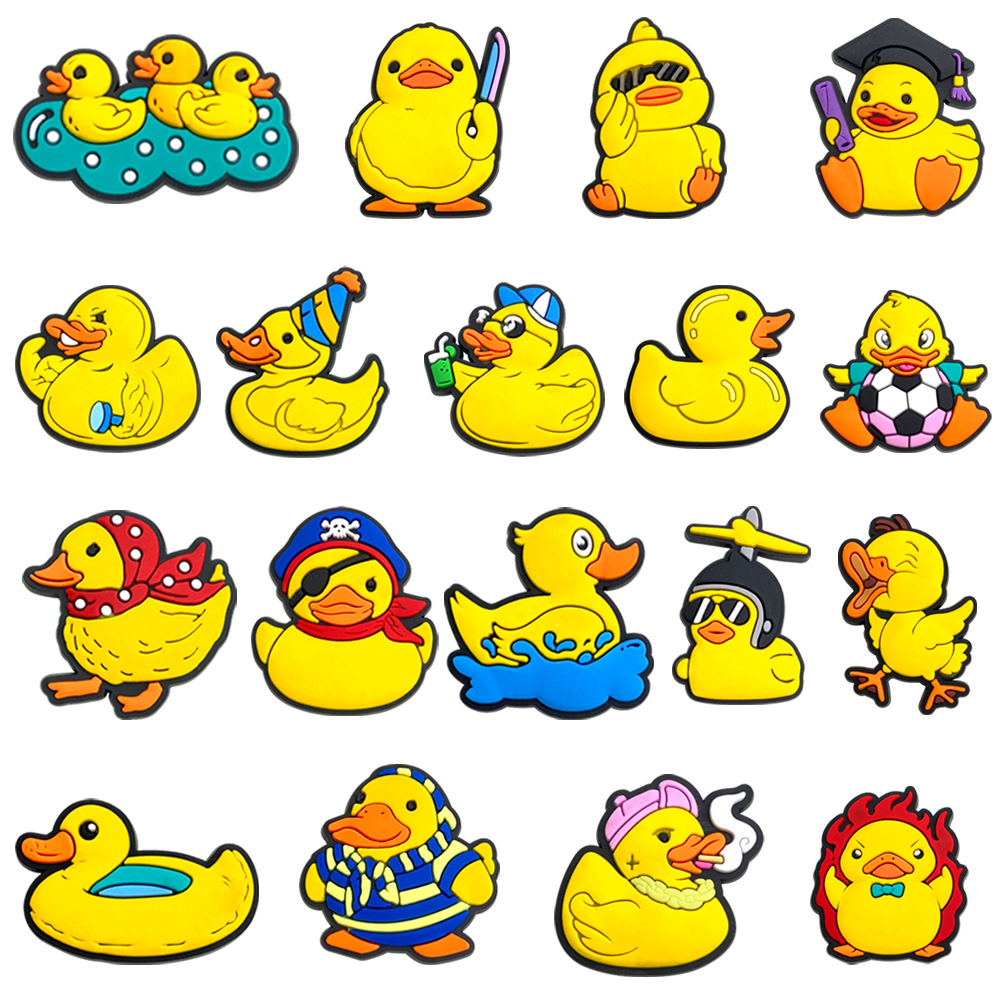 漫画黄色のアヒルの靴チャームピンクロックスフラワーホールシュ - Home Decor Yellow のレビューと価格