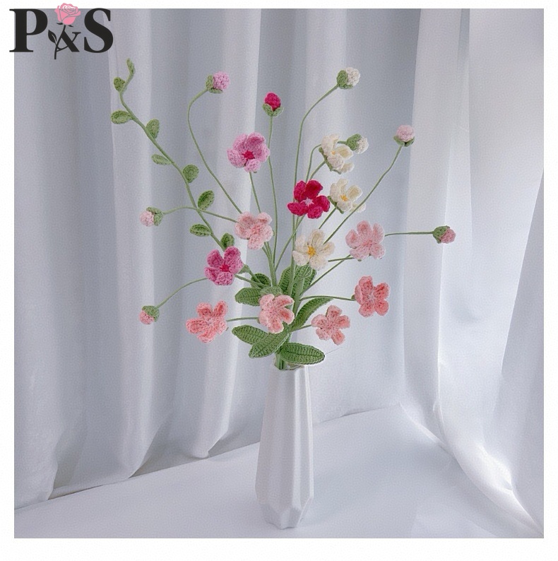 手作りかぎ針編みの花アンドロサスピンク造花家の装飾フラワーア - Home Decor Tulip のレビューと価格