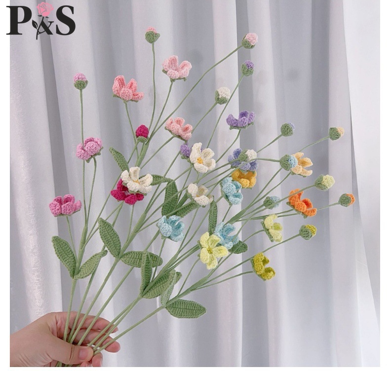 手作りかぎ針編みの花アンドロサスピンク造花家の装飾フラワーア - Home Decor Tulip のレビューと価格