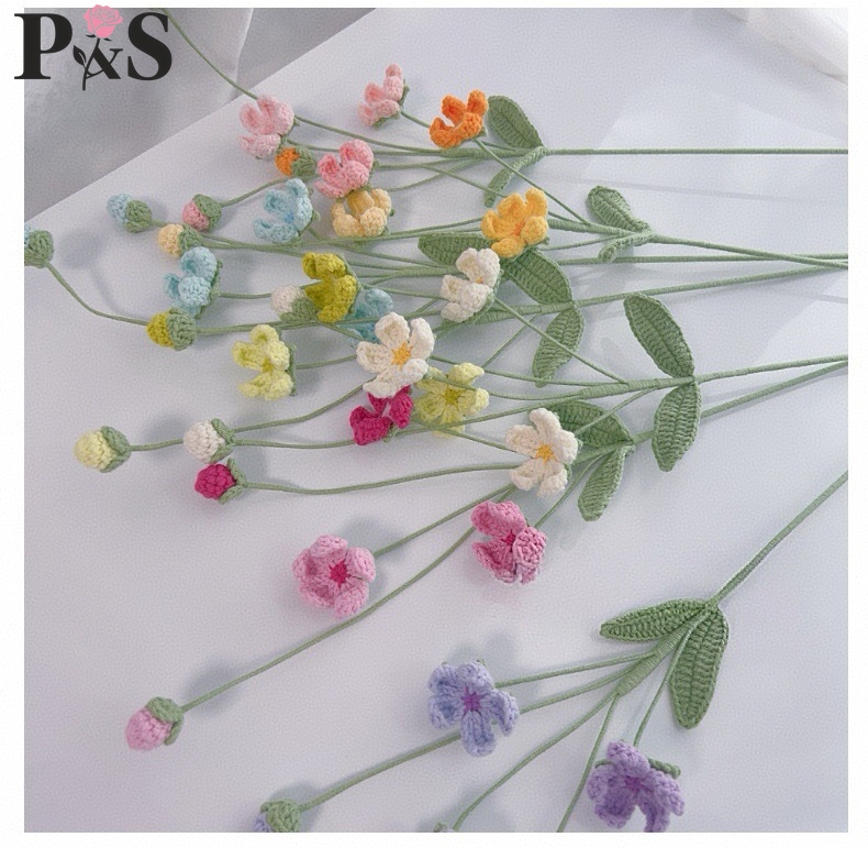 手作りかぎ針編みの花アンドロサスピンク造花家の装飾フラワーア - Home Decor Tulip のレビューと価格