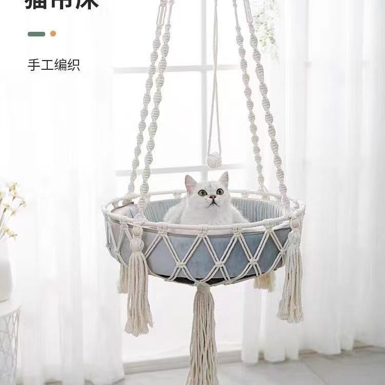 冬の猫用窓際パーチ、手編みロープ付き壁掛け猫用ハンモック、折 - Woven Wall Basket のレビューと価格