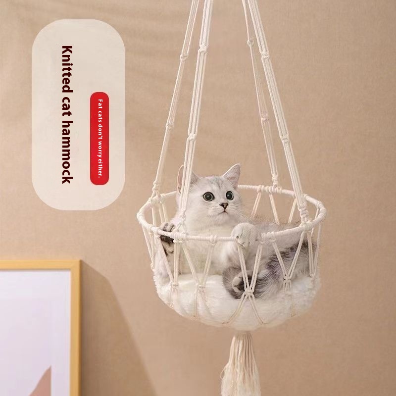 冬の猫用窓際パーチ、手編みロープ付き壁掛け猫用ハンモック、折 - Woven Wall Basket のレビューと価格