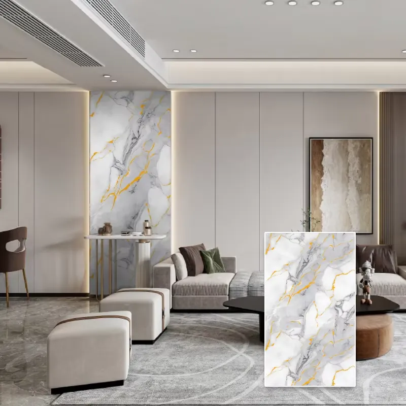 防水耐火PVC欧州家庭用インテリアマーブル調壁パネル光沢シャ - Home Decor Wpc Panel のレビューと価格