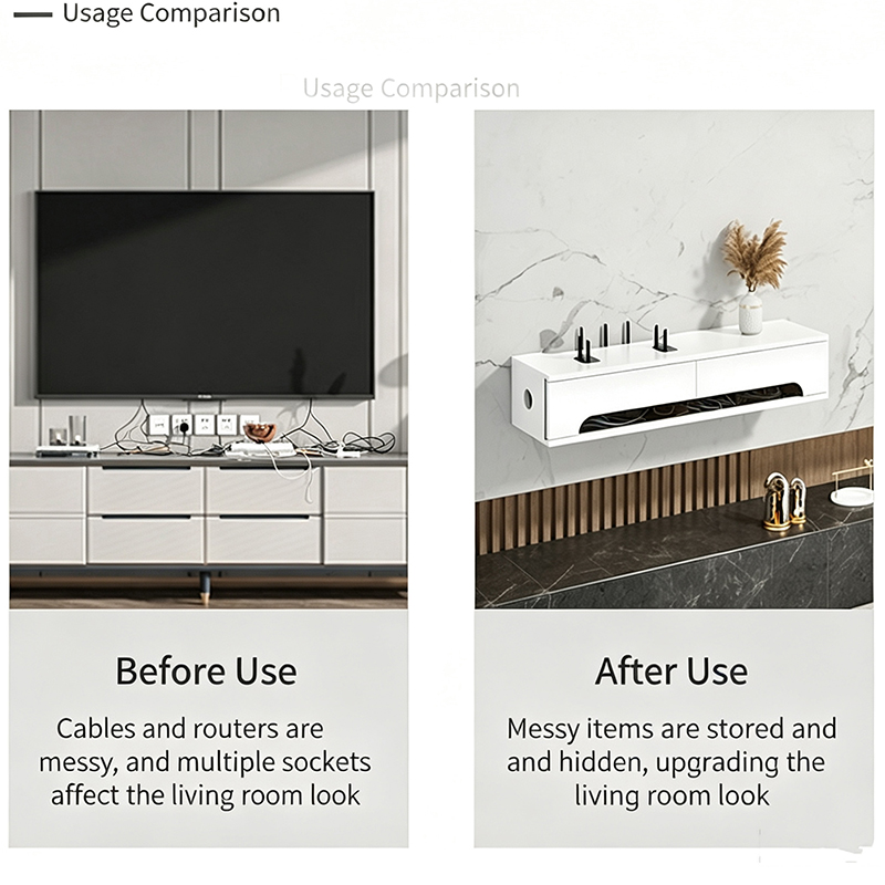 壁掛け式ルーター収納ボックス 穴あけ不要 テレビセットトップ - Home Decor Organizer のレビューと価格