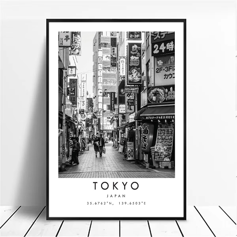 ドバイプラウジシドニーパースト東京旅行都市黒、白のポスタープ - Home Decor Dubai のレビューと価格
