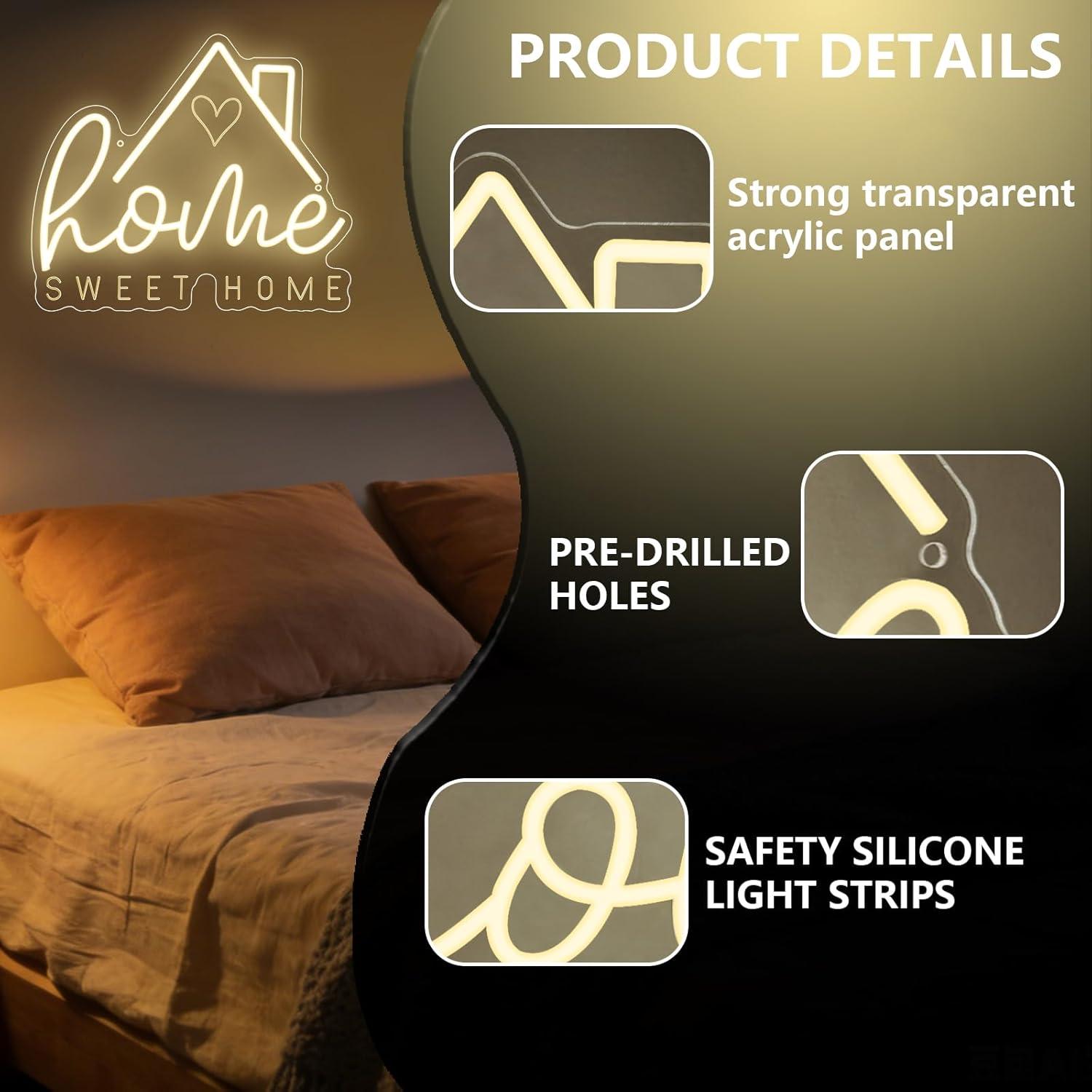 スイートホームネオンサインUSB調光LEDライト、リビングル - Home Decor Gift のレビューと価格