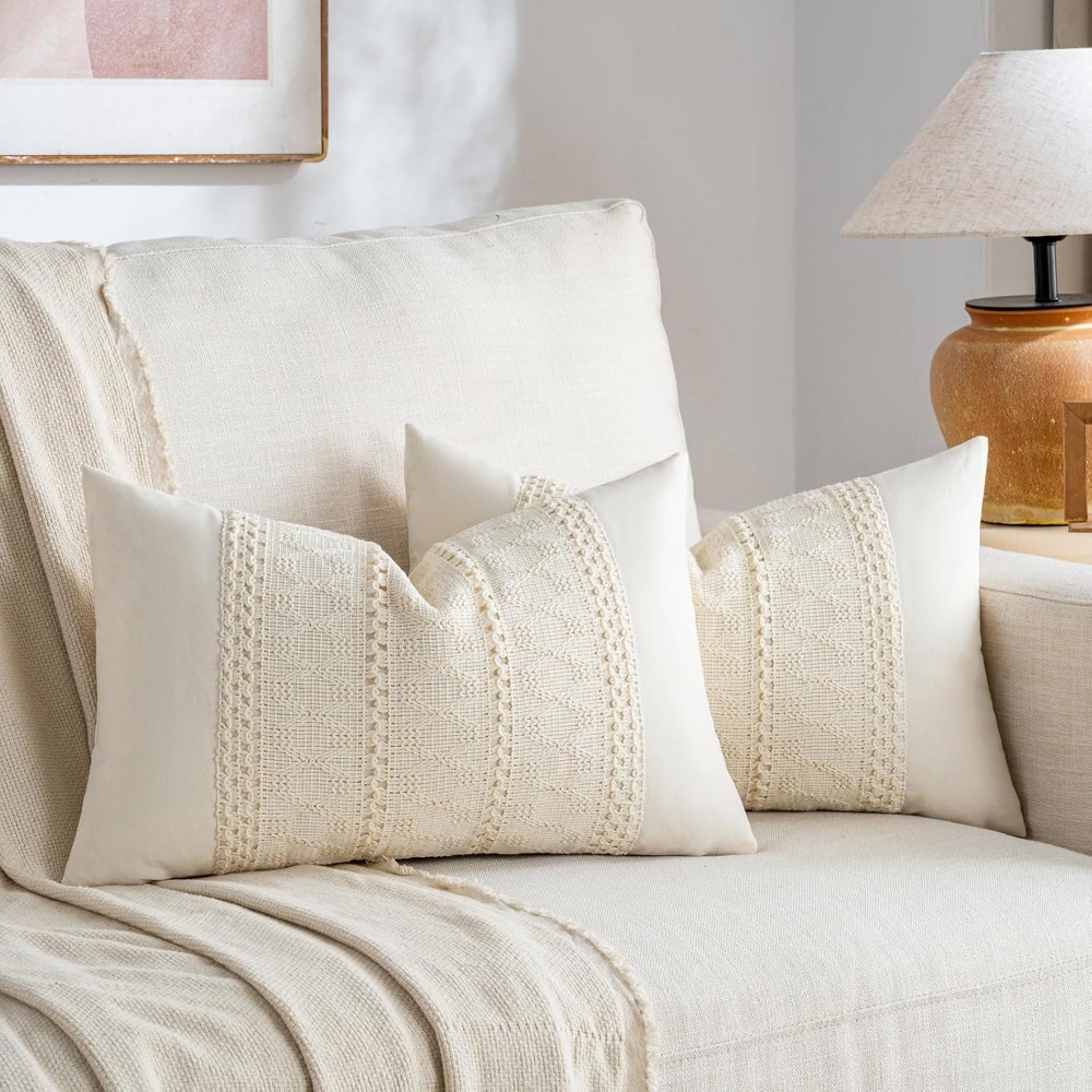 ボヘミアンスタイル クリーム色のランバーピローカバー 12x - Decorative Throw Pillow のレビューと価格