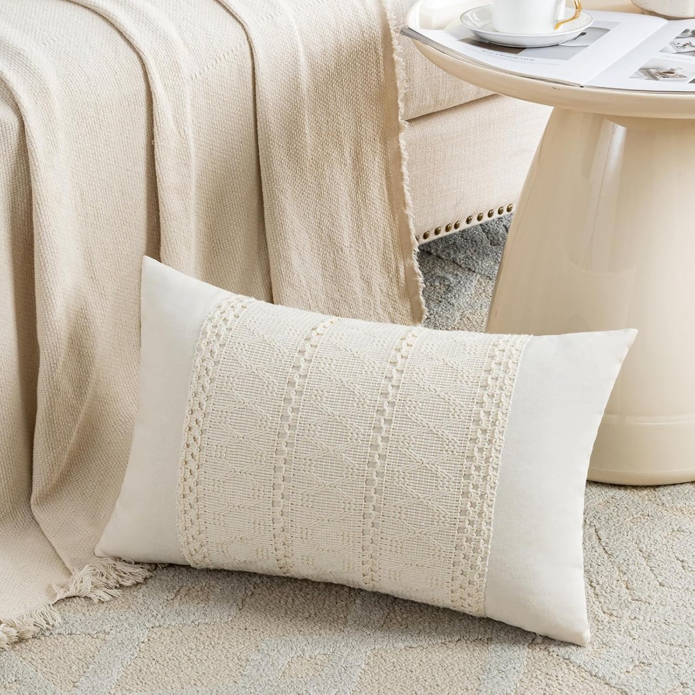 ボヘミアンスタイル クリーム色のランバーピローカバー 12x - Decorative Throw Pillow のレビューと価格