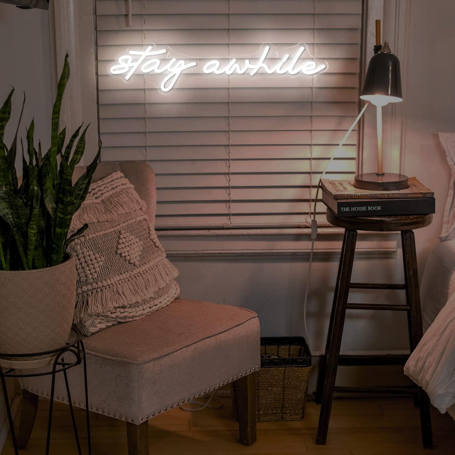 しばらく滞在してみてください ネオンサイン USB調光可能L - Home Decor Gift のレビューと価格