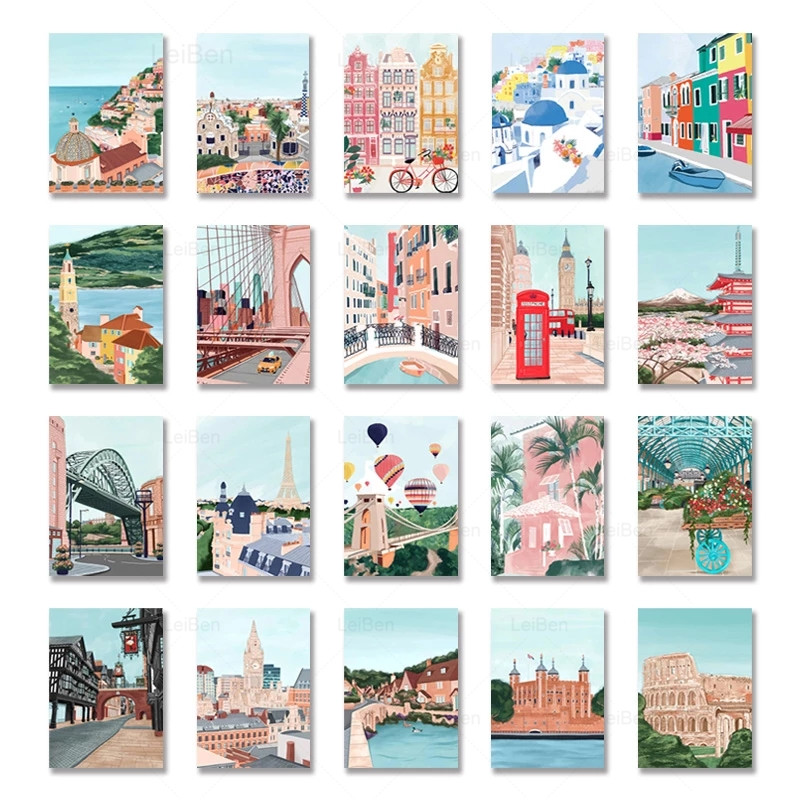 漫画の有名な都市の風景旅行ポスターとプリントローマドバイ東京 - Home Decor Dubai のレビューと価格