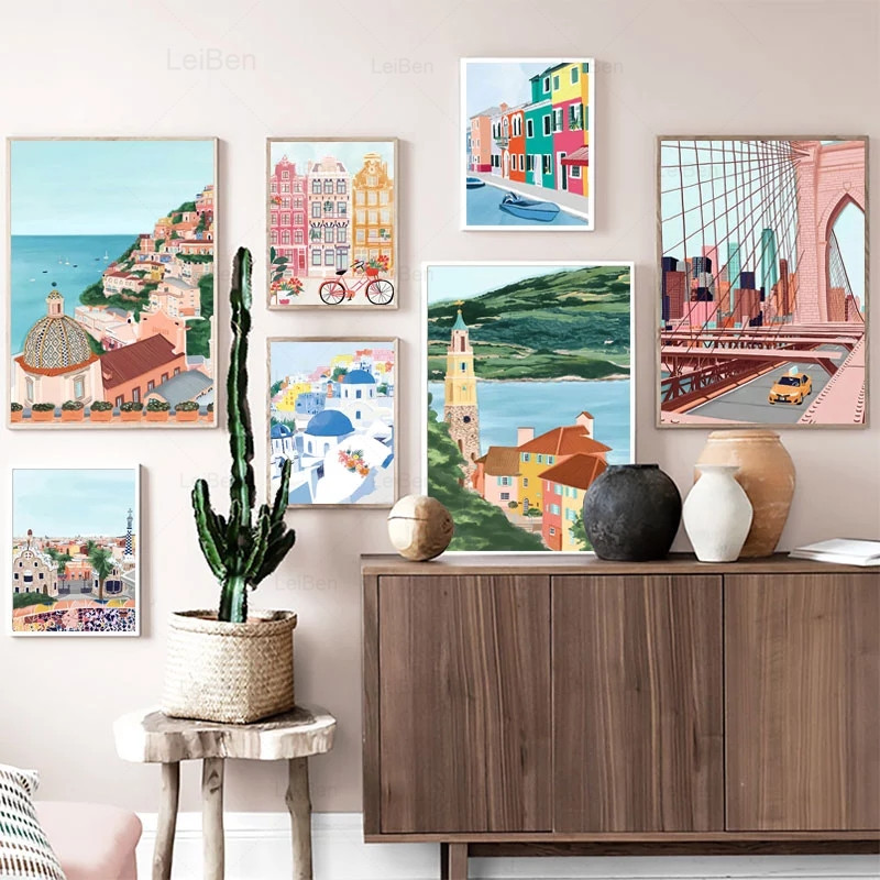 漫画の有名な都市の風景旅行ポスターとプリントローマドバイ東京 - Home Decor Dubai のレビューと価格