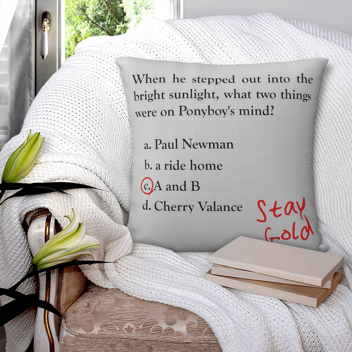 アウトサイダーズポニーボーイクイズクエスションスクエア枕カバ - Home Decor Quiz Free のレビューと価格