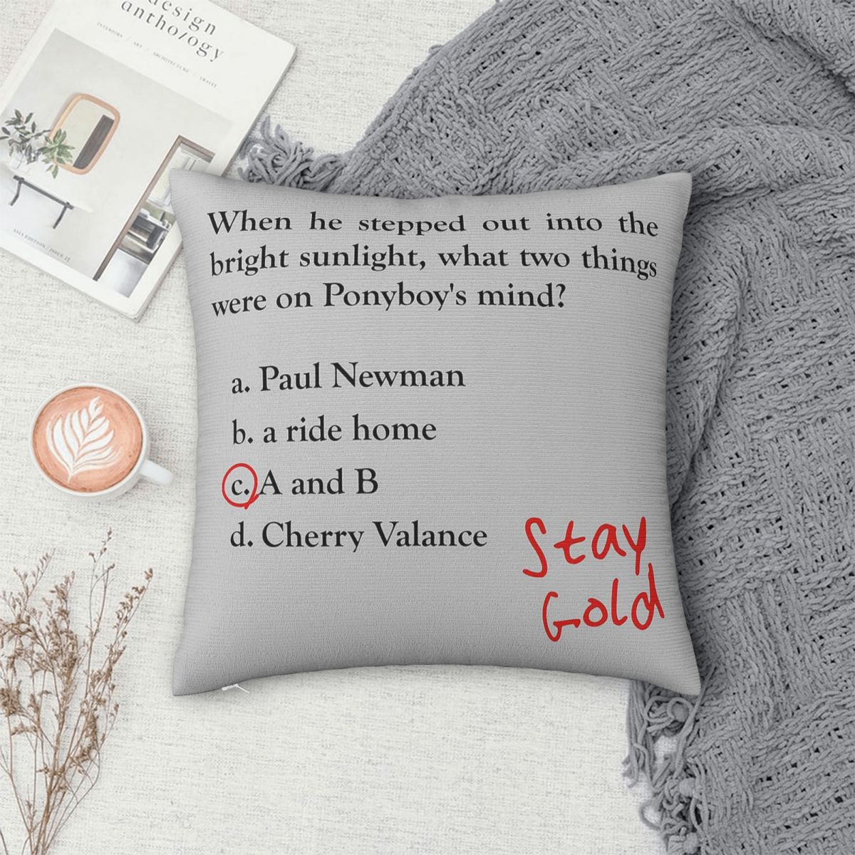 アウトサイダーズポニーボーイクイズクエスションスクエア枕カバ - Home Decor Quiz Free のレビューと価格