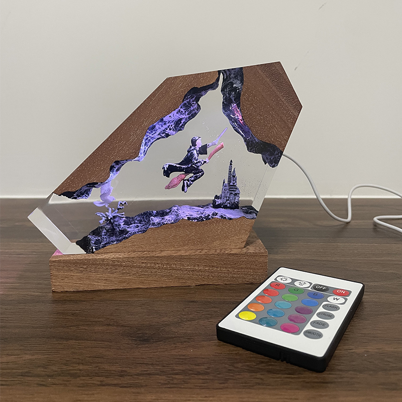 木製レジンエポキシランプ ウィザードボーイ＆フクロウ ナイト - Home Decor Resin のレビューと価格