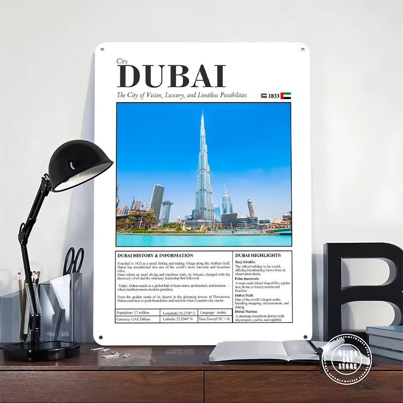 ドバイ都市景観旅行プリントポスターカスタマイズされたレトロな - Home Decor Dubai のレビューと価格