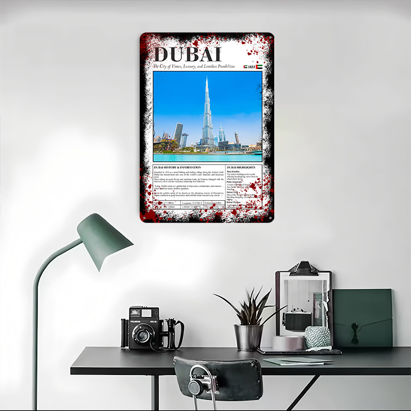 ドバイ都市景観旅行プリントポスターカスタマイズされたレトロな - Home Decor Dubai のレビューと価格