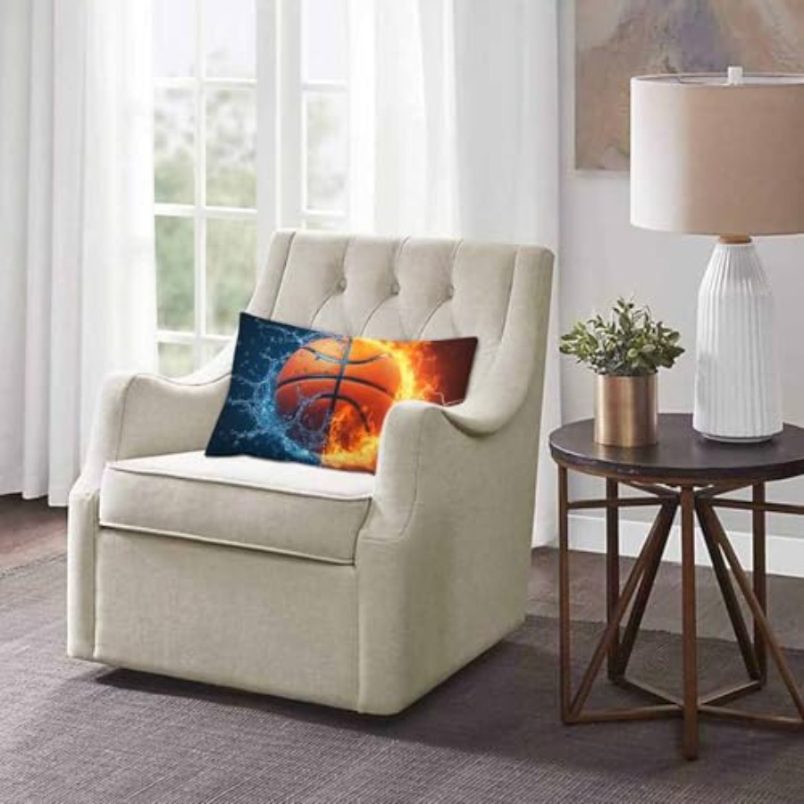 スローピローカバー 火と氷のバスケットボール スポーツバスケ - Decorative Throw Pillow のレビューと価格