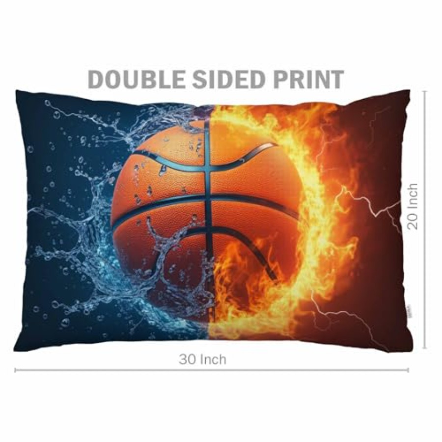 スローピローカバー 火と氷のバスケットボール スポーツバスケ - Decorative Throw Pillow のレビューと価格