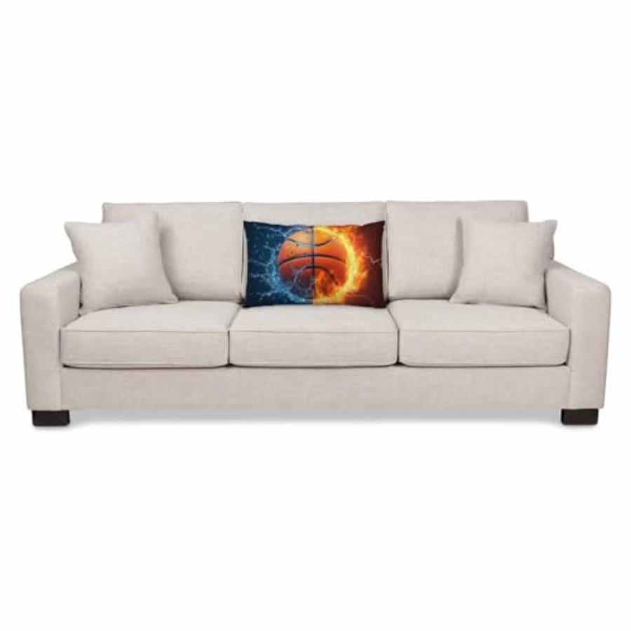 スローピローカバー 火と氷のバスケットボール スポーツバスケ - Decorative Throw Pillow のレビューと価格