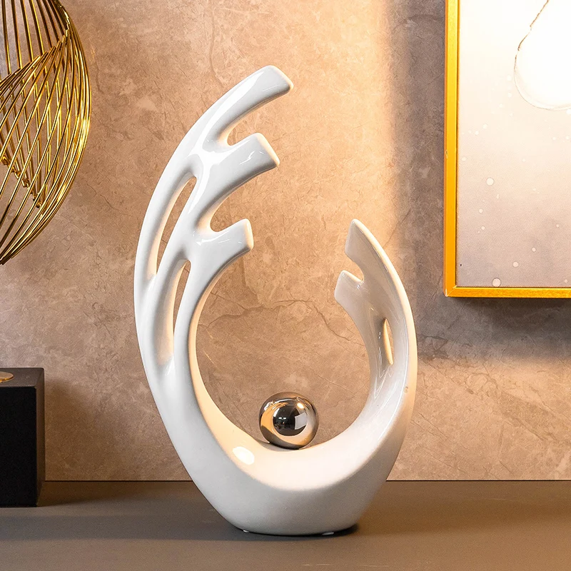 シンプルな白い陶器製の彫刻が施された中空装飾工芸品、オフィス - Home Decor Modern Organic のレビューと価格
