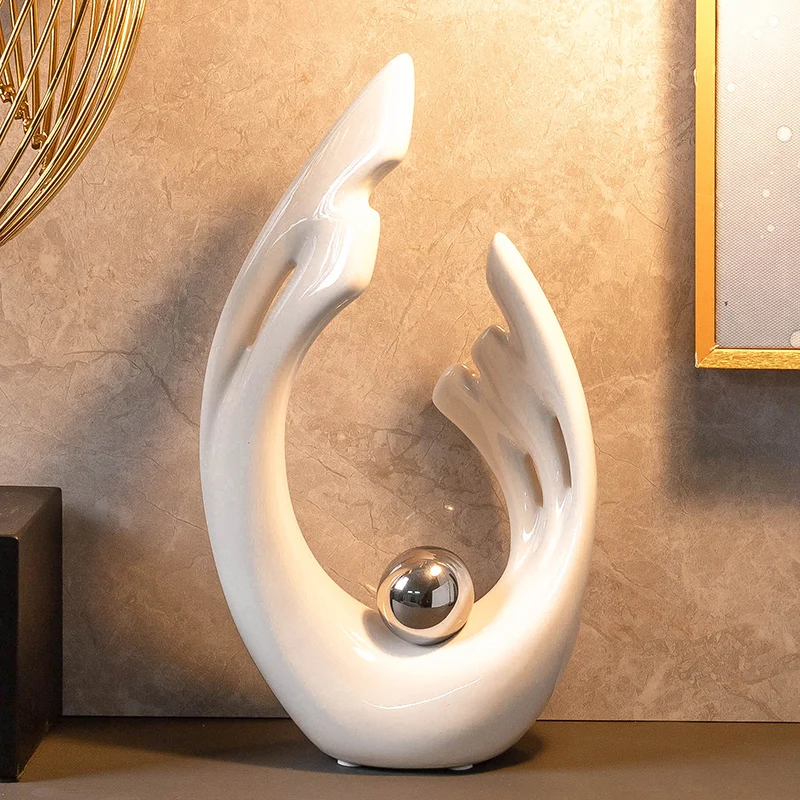 シンプルな白い陶器製の彫刻が施された中空装飾工芸品、オフィス - Home Decor Modern Organic のレビューと価格