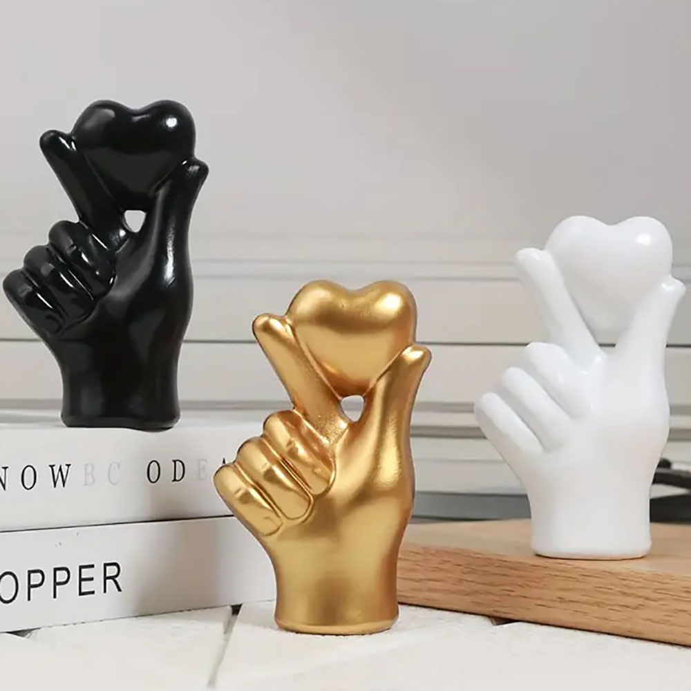 ハートハンドジェスチャー彫像彫刻高級樹脂デスクトップオーナメ - Home Decor Y2K のレビューと価格